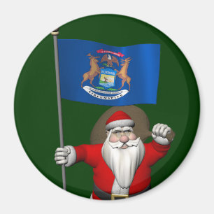 Der Weihnachtsmann mit dem Abzeichen von Michigan Magnet
