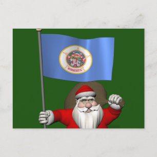 Der Weihnachtsmann mit dem Abzeichen von Minnesota Feiertagspostkarte