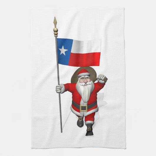 Der Weihnachtsmann mit dem Abzeichen von Texas Geschirrtuch (Vertikal)