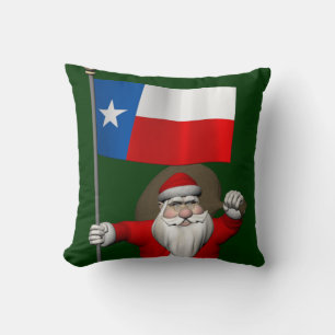 Der Weihnachtsmann mit dem Abzeichen von Texas Kissen