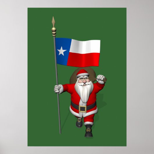Der Weihnachtsmann mit dem Abzeichen von Texas Poster (Vorne)