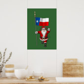 Der Weihnachtsmann mit dem Abzeichen von Texas Poster (Küche)