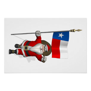 Der Weihnachtsmann mit dem Abzeichen von Texas Poster