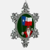Der Weihnachtsmann mit dem Abzeichen von Texas Schneeflocken Zinn-Ornament (Links)