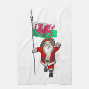 Der Weihnachtsmann mit dem Abzeichen von Wales Küchentuch