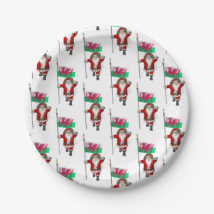 Der Weihnachtsmann mit dem Abzeichen von Wales Pappteller