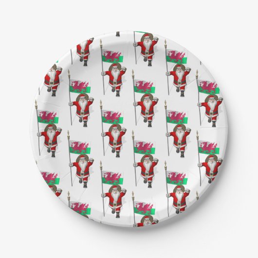 Der Weihnachtsmann mit dem Abzeichen von Wales Pappteller (Vorderseite)