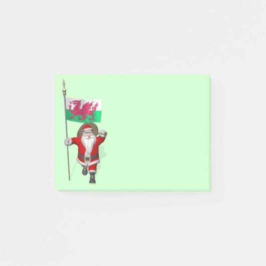 Der Weihnachtsmann mit dem Abzeichen von Wales Post-it Klebezettel (Vorderseite)