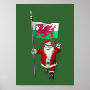 Der Weihnachtsmann mit dem Abzeichen von Wales Poster