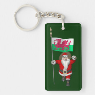 Der Weihnachtsmann mit dem Abzeichen von Wales Schlüsselanhänger