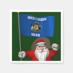 Der Weihnachtsmann mit dem Abzeichen von Wisconsin Serviette