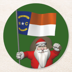 Der Weihnachtsmann mit dem Ausscheiden aus North C Runder Pappuntersetzer