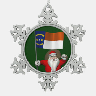 Der Weihnachtsmann mit dem Ausscheiden aus North C Schneeflocken Zinn-Ornament