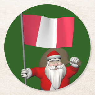 Der Weihnachtsmann mit dem Ausscheiden aus Peru Runder Pappuntersetzer