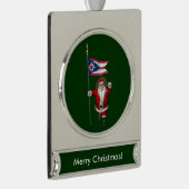 Der Weihnachtsmann mit dem Ausscheiden von Ohio Banner-Ornament Silber (Rechts)