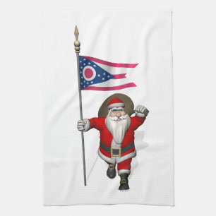Der Weihnachtsmann mit dem Ausscheiden von Ohio Geschirrtuch