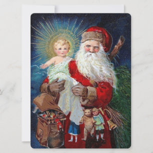 Der Weihnachtsmann mit dem christlichen Kind Feiertagskarte