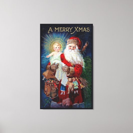 Der Weihnachtsmann mit dem christlichen Kind Leinwanddruck (Vorderseite)