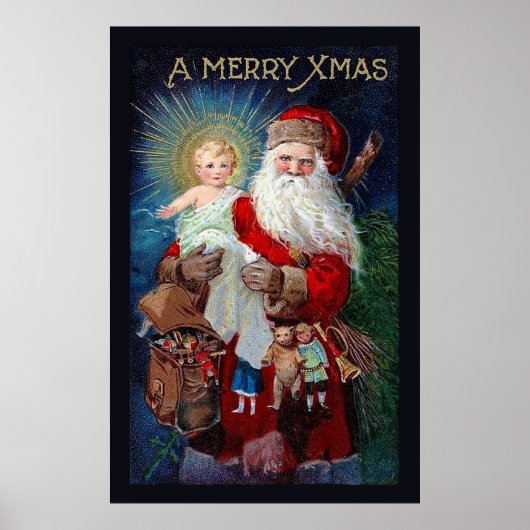 Der Weihnachtsmann mit dem christlichen Kind Poster (Vorne)