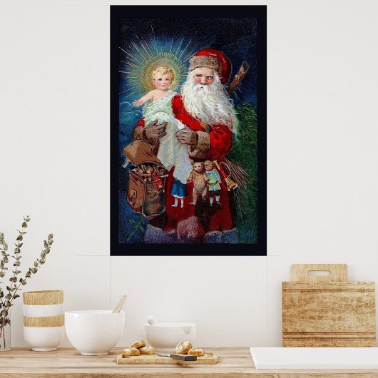 Der Weihnachtsmann mit dem christlichen Kind Poster (Küche)