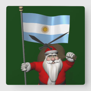 Der Weihnachtsmann mit dem Ende Argentiniens Quadratische Wanduhr