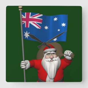 Der Weihnachtsmann mit dem Ende Australiens Quadratische Wanduhr