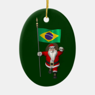 Der Weihnachtsmann mit dem Ende Brasiliens Keramik Ornament