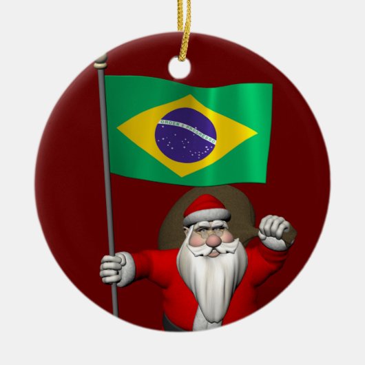 Der Weihnachtsmann mit dem Ende Brasiliens Keramik Ornament (Vorne)