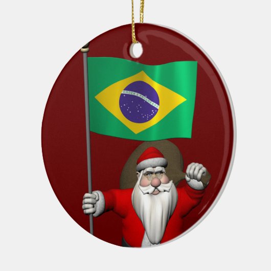 Der Weihnachtsmann mit dem Ende Brasiliens Keramik Ornament (Links)