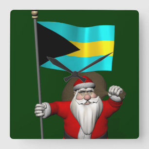 Der Weihnachtsmann mit dem Ende der Bahamas Quadratische Wanduhr