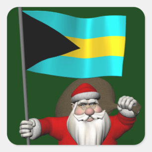 Der Weihnachtsmann mit dem Ende der Bahamas Quadratischer Aufkleber