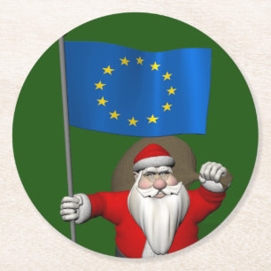 Der Weihnachtsmann mit dem Ende der europäischen G Runder Pappuntersetzer