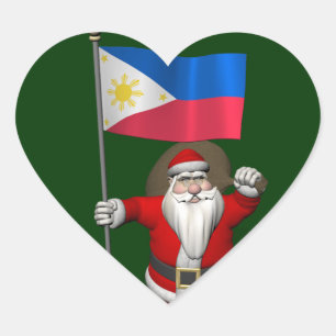 Der Weihnachtsmann mit dem Ende der Philippinen Herz-Aufkleber