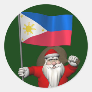 Der Weihnachtsmann mit dem Ende der Philippinen Runder Aufkleber