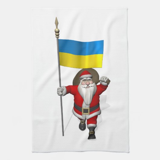 Der Weihnachtsmann mit dem Ende der Ukraine Geschirrtuch (Vertikal)