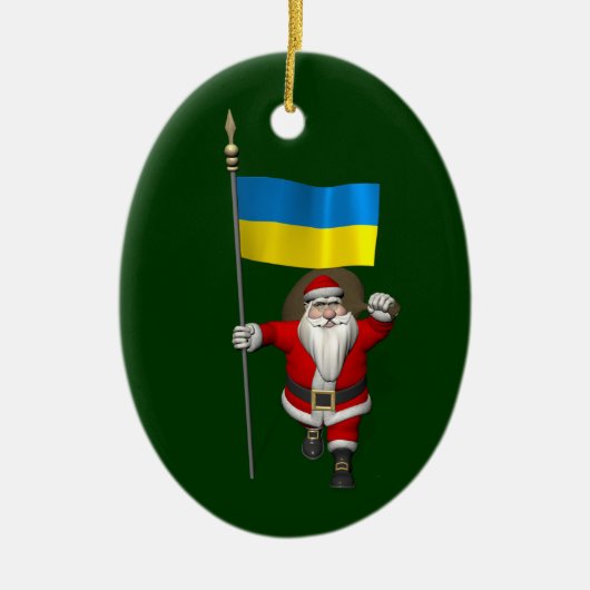 Der Weihnachtsmann mit dem Ende der Ukraine Keramik Ornament (Vorne)