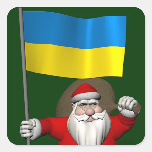 Der Weihnachtsmann mit dem Ende der Ukraine Quadratischer Aufkleber (Vorderseite)