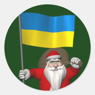 Der Weihnachtsmann mit dem Ende der Ukraine Runder Aufkleber