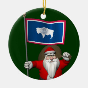 Der Weihnachtsmann mit dem Ende der Wyoming Keramik Ornament