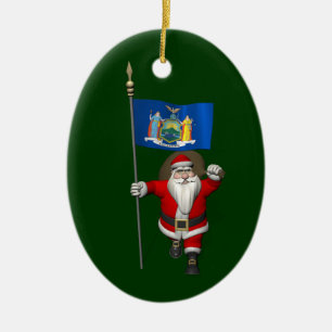 Der Weihnachtsmann mit dem Ende des US-Staat in Ne Keramikornament