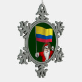 Der Weihnachtsmann mit dem Ende Kolumbiens Schneeflocken Zinn-Ornament (Links)