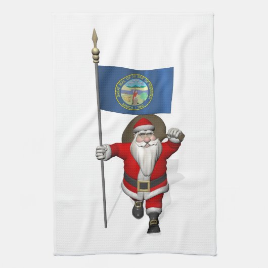 Der Weihnachtsmann mit dem Ende Nebraskas Geschirrtuch (Vertikal)