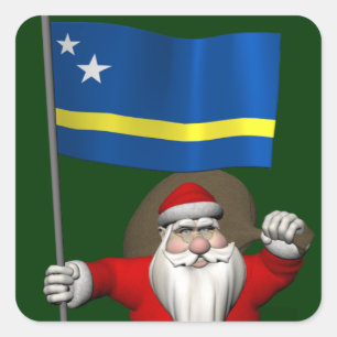 Der Weihnachtsmann mit dem Ende von Curaçao Quadratischer Aufkleber