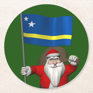 Der Weihnachtsmann mit dem Ende von Curaçao Runder Pappuntersetzer