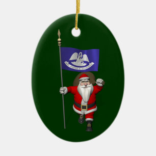 Der Weihnachtsmann mit dem Ende von Louisiana Keramik Ornament