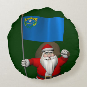 Der Weihnachtsmann mit dem Ende von Nevada Rundes Kissen