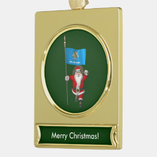 Der Weihnachtsmann mit dem Ende von Oklahoma Banner-Ornament Gold