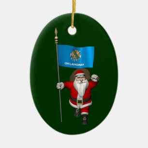 Der Weihnachtsmann mit dem Ende von Oklahoma Keramik Ornament