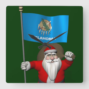 Der Weihnachtsmann mit dem Ende von Oklahoma Quadratische Wanduhr