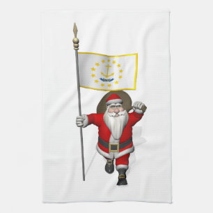 Der Weihnachtsmann mit dem Ensign von Rhode Island Küchentuch